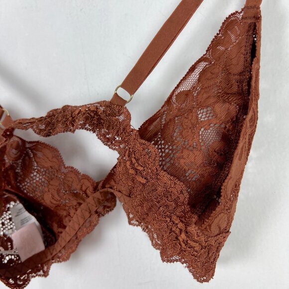 NWT We are HAH Chi Bralittle Bralette Bra Milk Chocolate Brown Lace Size XS NEW - Picture 8 of 9